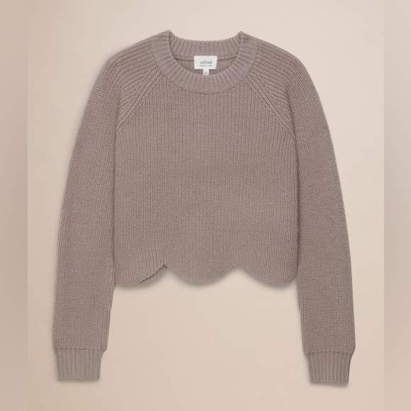 Wilfred Sardou crop scallop sweater dusty taupe sz XS - Picture 5 of 6